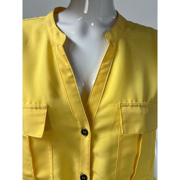 Vintage Metrostyle Womens Jumpsuit Yellow Elastic Waist Buttons Drawstring M - Picture 9 of 12